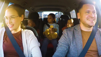 Family in car