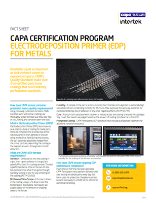 Durability is just as important as looks when it comes to replacement parts. CAPA’s Quality Standards make sure that certified parts have coatings that meet industry performance standards.
