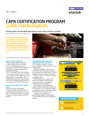 Why repairers can use CAPA Certified Parts with confidence.