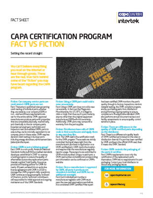 Addresses common misconceptions regarding CAPA Certified Parts.